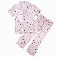 thumbnail image 1 of WUANDIXFA Girls Summer Pajamas Girls Button Up Satin Pajamas Set Cute Short Sleeve Pant Sleepwear 2 Piece Pjs Set 13-14 Years,Pink, 1 of 9