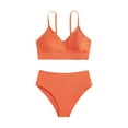 thumbnail image 1 of WUANDIXFA Girls Swimsuit 2 Piece Tropical Floral Twist Cross Swimwear High Waisted Bikini Set Teen Solid Color Bathing Suit Orange,14-16 Years, 1 of 3