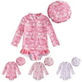 thumbnail image 1 of WUANDIXFA Girls Swimsuits Baby Girl Swimsuit Long Sleeve with Hat Set Zipper Swimsuit Light Pink,0-3 Months, 1 of 6