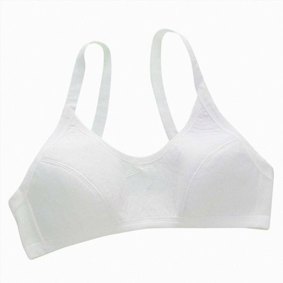 WUANDIXFA Girls Training Bras Teen Bra for Girl Wireless Light Padding Adjustable Straps,White,10-16 Years
