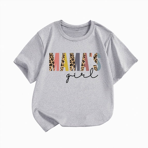 WUANDIXFA Girls Trendy Summer Short Sleeve Tops for 1-10 Years, Cute T Shirts Soft Breathable Fashion Basic Casual Tee for Teens Light Gray,7-8 Years