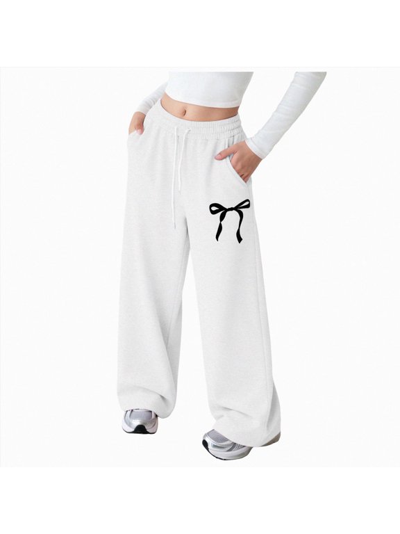 Girls' Wide Leg Pants 3-18 Years Girls Pants Soft Stylish Casual Wide Leg Pants Loose Fitting Long Pants,White,3-4 Years