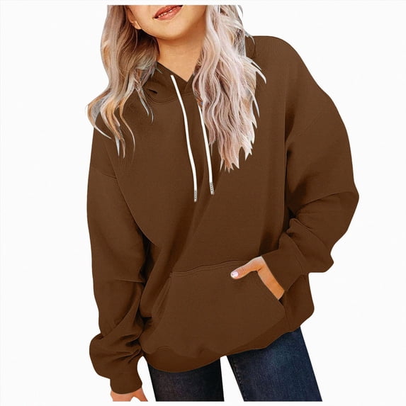 WUANDIXFA Hoodie Kids Fashion Hoodie Girls Sports Shirt Casual Girls Hoodie Pullover Hooded Sports Shirt Hoodie Suitable for Girls,Brown,4-5 Years