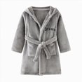 thumbnail image 1 of WUANDIXFA Hoodie Robe for Boys, Little Boys Hooded Robes Plush Fleece Bathrobe Kids Mid Length Pajamas Toddler Boys Pajamas Newborn Robe Baby Girl,Grey,5-6 Years, 1 of 4