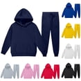 thumbnail image 1 of WUANDIXFA Hoodie Sweatsuit Set for Boys Girls 2 Piece Hooded Sweatshirt Jogger Sweatpants Tracksuit Kids Athletic Solid Outfits (Yellow, 4-5 Years), 1 of 5