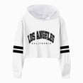 thumbnail image 1 of WUANDIXFA Hoodies for Teens Fashion Hoodie Girls Sweatshirt Girls Kids Casual Loose Hoodies Sweatshirts Hooded Pullover Letter Print Striped Teen Crop Tops Girls Tops,White,8-9 Years, 1 of 4