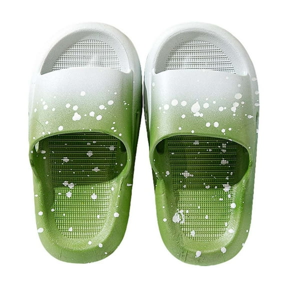 WUANDIXFA House Slippers for Kids Flip Flops for Girls Cute Shoes Cloud Slides Shower Slippers Bathroom Pool Sandals Boys Comfy Thick Sole Slippers Summer Non-Slip Beach Shoes Green,US 7.5Toddler