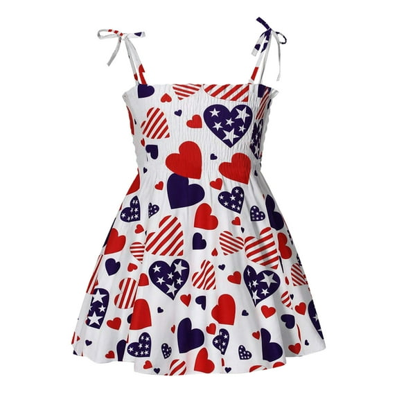 WUANDIXFA Independence Day Clothes for Girls Baby Girl Dresses Fourth Of July Independent Day Star Stripes Prints Sleeveless Party Princess Toddler Girls Red,4-5 Years