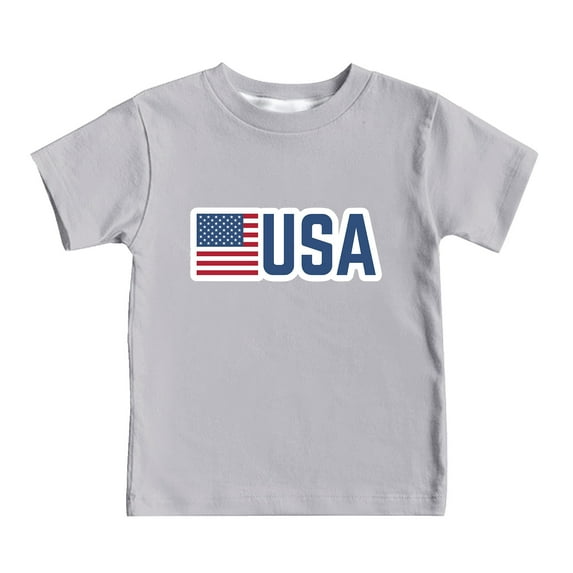 WUANDIXFA Independence Day Clothes for Girls Boys T-Shirt Kids Flag Shirts 4Th Of July T-Shirt Toddler Patriotic Tops Tee Independence Day Clothes Grey,8-9 Years