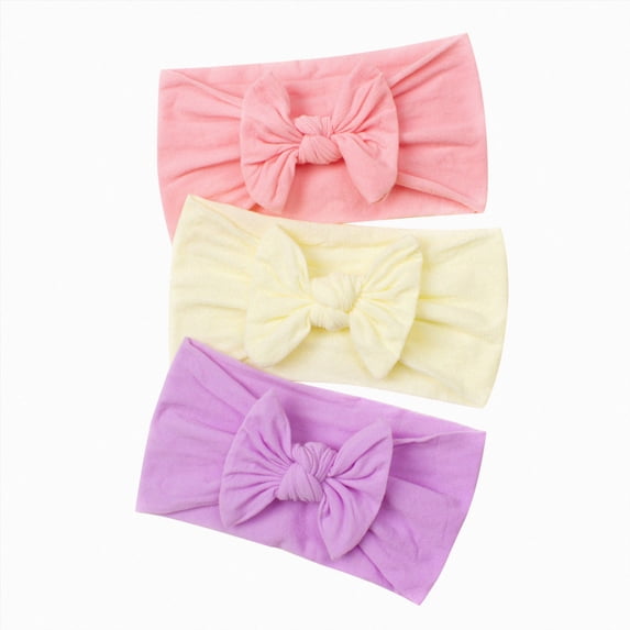 WUANDIXFA Infant Bows for Baby Girl Toddler Infant Baby Boys Girls Stretch Solid Bow Hairband Headwear Headband Elastics Hair Accessories 3 Pack,C,One Size