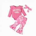 thumbnail image 1 of WUANDIXFA Infant Girl Outfits Baby Girl Clothes Newborn Infant Outfits Ruffle Romper + Floral Pants + Cute Headband Sets for Baby Girl,Hot Pink,0-3 Months, 1 of 7