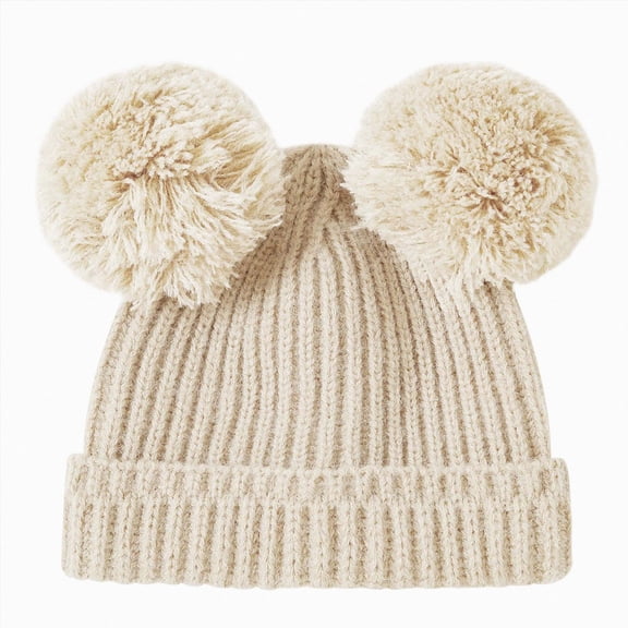 WUANDIXFA Infant Hats Newborn Knit Hat Thermal Cute Soft Snow Warm Ski Cold Weather Cap for Boys Girls,Khaki,0-12 Months
