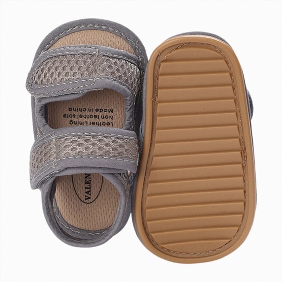 WUANDIXFA Infant Sandals Baby Boys Girls Sandals Summer Open-Toe Anti-Slip Premium Rubber Sole Toddler First Walkers Shoes Grey,Size US 6