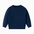 thumbnail image 1 of WUANDIXFA Infant Sweatshirt Boys Girls Basic Solid Color Comfortable Warm Knit Sweater,Blue,4-5 Years, 1 of 5