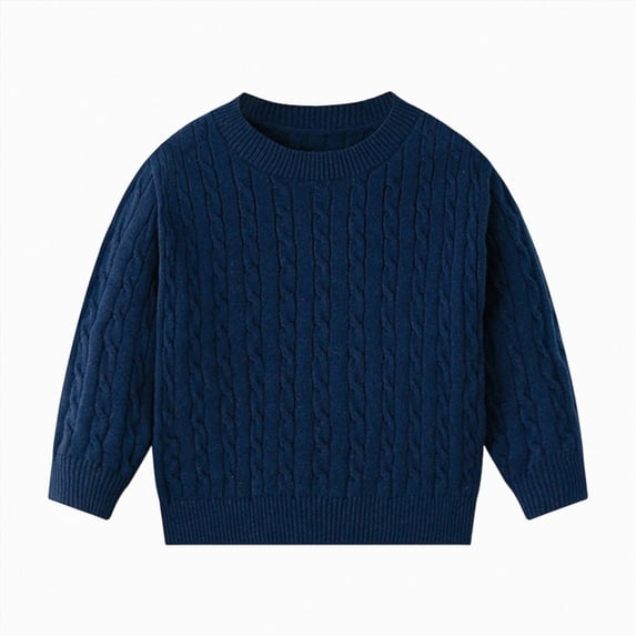 WUANDIXFA Infant Sweatshirt Boys Girls Basic Solid Color Comfortable Warm Knit Sweater,Blue,4-5 Years