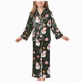 thumbnail image 1 of WUANDIXFA Kid Christmas Pajamas 2 Piece Girls Silk Pajamas Set 3-14Y Soft Satin Sleepwear for Comfortable Nights,Black,5-6 Years, 1 of 9