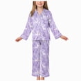 thumbnail image 1 of WUANDIXFA Kid Christmas Pajamas 2 Piece Girls Silk Pajamas Set Soft Satin Sleepwear for Comfortable Nights,Purple,11-12 Years, 1 of 9