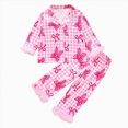 thumbnail image 1 of WUANDIXFA Kid Christmas PajamasGirls Satin Button Down Long Sleeve Pajama Set 2 Piece,Hot Pink,4-5 Years, 1 of 9