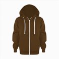 thumbnail image 1 of WUANDIXFA Kids Boys Girls Zip Up Hooded Sweatshirt Solid Color Long Sleeve Jacket Fall Winter Clothes,Brown,3-4 Years, 1 of 6