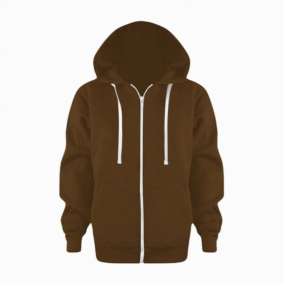 WUANDIXFA Kids Boys Girls Zip Up Hooded Sweatshirt Solid Color Long Sleeve Jacket Fall Winter Clothes,Brown,3-4 Years