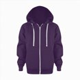 thumbnail image 1 of WUANDIXFA Kids Boys Girls Zip Up Hooded Sweatshirt Solid Color Long Sleeve Jacket Fall Winter Clothes,Dark Purple,10-11 Years, 1 of 6