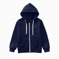 thumbnail image 1 of WUANDIXFA Kids Boys Girls Zip Up Hoodie Sweatshirt Solid Color Long Sleeve Jacket Top,Dark Blue,6-7 Years, 1 of 5