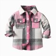 thumbnail image 1 of WUANDIXFA Kids Button Down Shirt Fashion Kids Long Sleeve Shirts Baby Button Down Jacket Loose Fit Unisex Toddler Coat Outwear,Pink,6-12 Months, 1 of 9