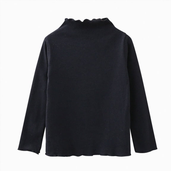 WUANDIXFA Kids Clothes Girls 3T 4T 5T 6T 7T 8T Girls Casual Tops Long Sleeve Turtleneck T-Shirt Basic Solid Color Blouse for Toddler Girl,Black,3-4 Years