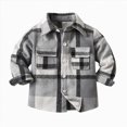 thumbnail image 1 of WUANDIXFA Kids Dress Shirt Fashion Kids Long Sleeve Shirts Baby Button Down Jacket Loose Unisex Toddler Coat Outwear,Grey,7-8 Years, 1 of 8