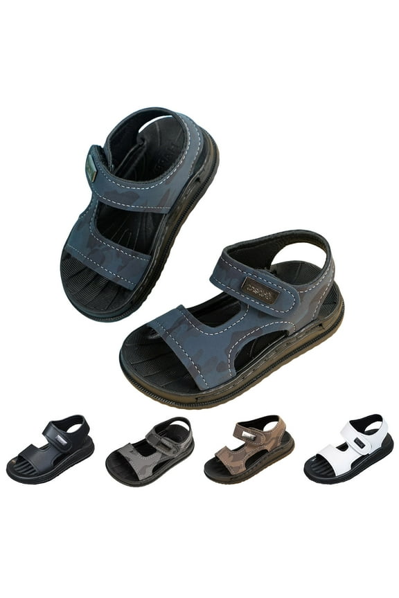 Kids Hiking Sandals Toddler Girls Boys Sandals Open Toe Summer PU leather Shoes for Little Kids Brown,7.5