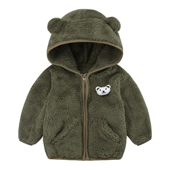 WUANDIXFA Kids Hoodie Sweatshirt Girls Toddler Baby Jacket Baby Boy Girl Hoodies Hooded Fall Winter Outerwear Coat Green,6-12 Months