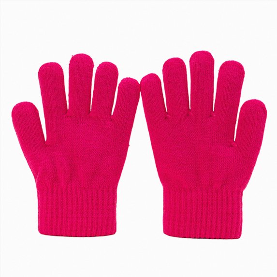 WUANDIXFA Kids Mittens Warm Soft Cute Kid Winter Gloves Toddler Solid Knit Warm Stretchy for Boys Girls,Hot Pink,One Size