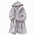 thumbnail image 1 of WUANDIXFA Kids Robe 1-14 Years Childrens Cartoon Home Clothes Bathrobe Warm Boys Girls Pajamas Flannel Hooded Robe,Grey,18-24 Months, 1 of 6