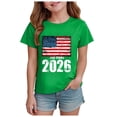 thumbnail image 1 of WUANDIXFA Kids Shirt 250 Anniversary USA Girls' United States Patriotic T-Shirt with American Flag Crewneck Short Sleeve Green,11-12 Years, 1 of 5