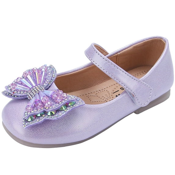 WUANDIXFA Kids Shoes Girls Dress Shoes Princess High Heels Closed Toe Party Wedding Flower Girls Shoes Toddler Little Big Kid Purple,