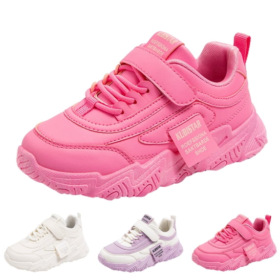 WUANDIXFA Kids Sole Sneakers No Lace Lightweight Running Sport Shoes Boys Girls School Casual Non Slip Sneakers Comfy (Hot Pink, 1.5)