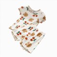 thumbnail image 1 of WUANDIXFA Kids Summer Clothes Girls Pajamas Toddler Clothes Kids 2-Piece Pj Set Gifts Short Sleeve Tops Pants Snug Sleepwear,White,5-6 Years, 1 of 6