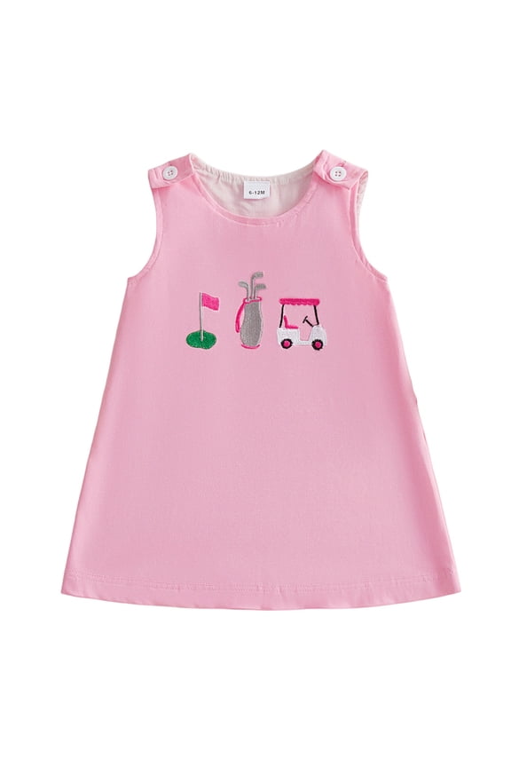 Kids Toddler Baby Girl Golf Outfit Golf Tank Dress Sleeveless Golf Embroidery Summer Tennis A Line Dresses (Red, 2-3 Years)