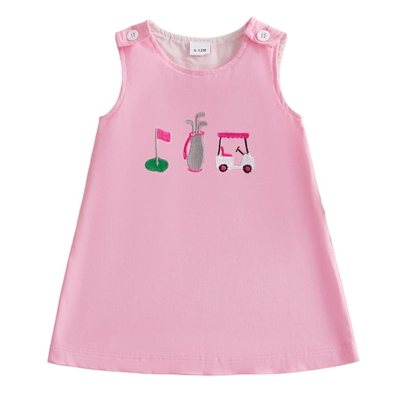 WUANDIXFA Kids Toddler Baby Girl Golf Outfit Golf Tank Dress Sleeveless Golf Embroidery Summer Tennis A Line Dresses (Red, 3-4 Years)