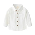 thumbnail image 1 of WUANDIXFA Kids Toddler Boys Girls Button Down Denim Shirt Long Sleeve Casual Cowboy Chambray Top Toddler Baby Girls Sweatshirt (White, 7-8 Years), 1 of 9