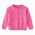 thumbnail image 1 of WUANDIXFA Knit Baby Sweater Toddler Baby Boys Girls Solid Round Neck Long Sleeve Cardigan Sweater,Hot Pink,7-8 Years, 1 of 3