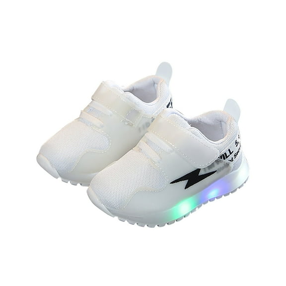 WUANDIXFA Light Up Shoes for Girls Kids' Light-Up Flashing Sneaker Athletic Running Shoes with Strap Fashionable for Boys and Girls Available in Toddler and Little Kid White,9.5