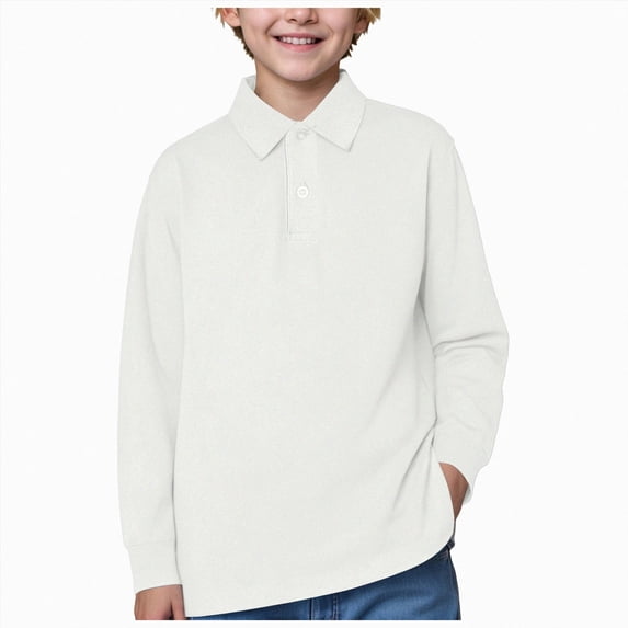 WUANDIXFA Linen Shirt Boys 1-17 Years Boys' School Long Sleeve Shirt Button Closure Comfortable Breathable Dress Shirt,Beige,18-24 Months