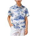 thumbnail image 1 of WUANDIXFA Little Big Boys Hawaiian Shirts Button Down Short Sleeve Tops Hawaiian Shirt for Kids 3-14T (Navy, 13-14 Years), 1 of 7