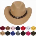 thumbnail image 1 of WUANDIXFA Little Boys Cowboy Hat Western Cowboy Hat for Kids Boys Girl Roll Up Fedora Hat with Buckle Belt,Navy,3-18 Years, 1 of 7