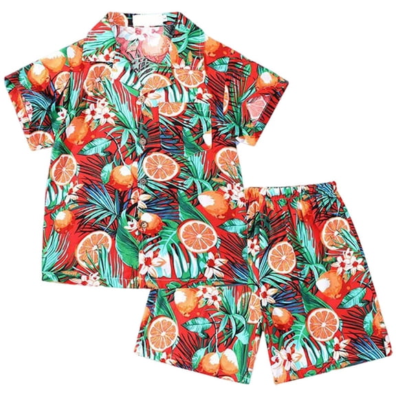 WUANDIXFA Little Boys Short Sleeve T-Shirt Beach Shirts Casual Shorts Set Summer Clothes for Kids Outfits (Hot Pink, 9-11 Years)