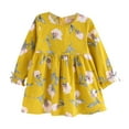 thumbnail image 1 of WUANDIXFA Little Girl Long Sleeve Dress Princess Dress Baby Toddler Girl Party Dresses Long Sleeve Tutu Dress Back to School Dress Yellow,120, 1 of 4