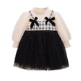 thumbnail image 1 of WUANDIXFA Little Girl Tulle Dress Long Sleeve Girls Dresses Toddler Girls Long Sleeve Prints Princess Dress Dance Party Dresses Fall Winter Kids Clothes Girls Dresses School Dress Black,12-24 Months, 1 of 8