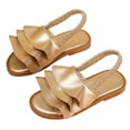 thumbnail image 1 of WUANDIXFA Little Girls Dress Shoes Girl's Sparkly Sandals Strappy Open Toe Dressy Cute Summer Flat Slides Size US 13,Gold, 1 of 9
