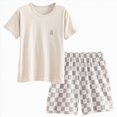 thumbnail image 1 of WUANDIXFA Little Girls Pajamas Toddler Girls Pajamas Short Sleeve Shirt Shorts Set Soft Loungewear Sleepwear Two-piece Pajama Sets Toddler Girls Clothes,Grey,9-10 Years, 1 of 6